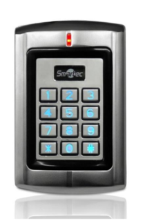 Считыватель Smartec ST-PR140MK MIFARE с клавиатурой, интерфейс Wiegand 34, считывание SN, 3-6 см, -40°+60°С, 128x82x28 мм, 10-14 В DC, 40 мA