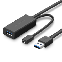 Кабель UGREEN US175 20826_ удлинитель, USB 3.0, 5м, цвет: черный