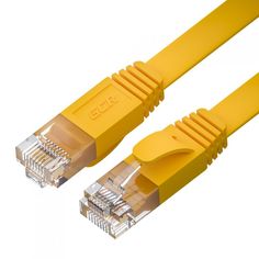 Кабель патч-корд U/UTP 6 кат. 1.5м GCR GCR-52824 PROF плоский прямой, 30 AWG, ethernet high speed 10 Гбит/с, RJ45, T568B, желтый