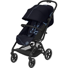 Детская коляска Cybex Eezy S+ 2 BLK Ocean Blue с дождевиком и бампером