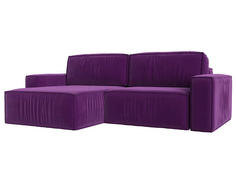 Угловой диван Прага классик левый угол, микровельвет, фиолетовый Bravo