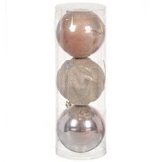 Елочный шар 3 шт, шампань, 10 см, пластик, SYQE-0121168