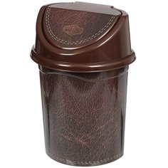 Контейнер для мусора пластик, 8 л, круглый, плавающая крышка, Violet, Кожа, 0408/94