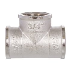 Тройник 3/4", Г-Г-Г, никель, индивидуальная упаковка, РосТурПласт, 34921