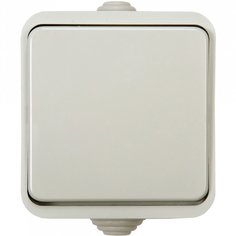 Выключатель открытой установки, одноклавишный, 10 А, 230 В, пластик, IP44, белый, полугерметичный, 3100, In Home, Aqua, 4690612000428