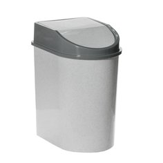 Контейнер для мусора пластик, 8 л, прямоугольный, плавающая крышка, мрамор, Idea, М2481