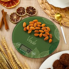 Весы кухонные электронные, стекло, Rion, Verde, точность 1 г, до 5 кг, зеленые, PT-812
