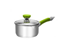 Ковши из нержавеющей стали ковш ATTRIBUTE Lime 1,5л 16см нерж.сталь стеклянная крышка индукция