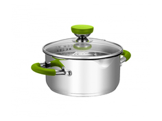 Кастрюли из нержавеющей стали кастрюля ATTRIBUTE Lime 2л 18см нерж.сталь стеклянная крышка индукция