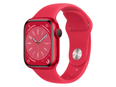 Умные часы APPLE Watch Series 8 GPS 41mm Product Red Aluminum Case with Red Sport Band - M/L MNUH3