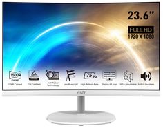 Монитор 23,6" MSI PRO MP241CAW 9S6-3PA9CT-022 1920x1080, 16:9, VA Curve 1500R, 1ms(MPRT), 75Hz, 3000:1, 100M:1, 250nit, 178/178, HDMI, DP, Tilt, VESA