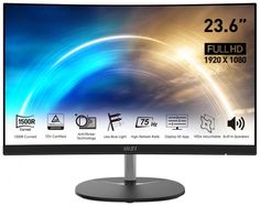 Монитор 23,6" MSI PRO MP241CA 9S6-3PA9CT-023 1920x1080, 16:9, VA Curve 1500R, 1ms(MPRT), 75Hz, 3000:1, 100M:1, 250nit, 178/178, HDMI, DP, Tilt, VESA