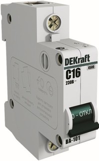 Автоматический выключатель DEKraft 11006DEK ВА-101 - 1P, тип хар-ки B, 16 А, 230 В AC, 4.5кА