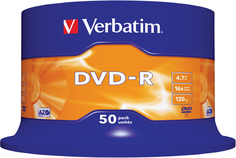 Диск DVD-R Verbatim 43548 4.7ГБ, 16x, 50 шт., Cake Box
