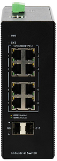 Коммутатор управляемый BDCom IES200-V25-2S8T Managed industrial switch with 2*Gigabit SFP ports and 8*Gigabit TX ports; industrial DC 12~55V redundant
