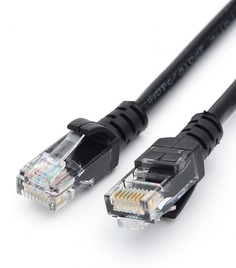 Кабель патч-корд U/UTP 5e кат. 1м. Atcom GL3961 литой, RJ45, черный