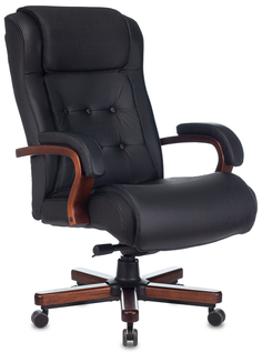 Кресло Бюрократ T-9926WALNUT/BLACK руководителя, крестовина металл/дерево, кожа, цвет: черный