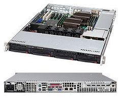 Корпус серверный 1U Supermicro CSE-815TQ-563CB (4x3.5" HS Bays, 4xSATA/SAS port, DVD-opt., 12"x13", 13.68"x13", 1xFH, 4xFans, 560W Gold, rail)