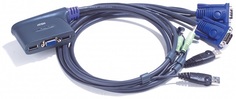 Коммутатор Aten CS62US-A7 2-портовый, USB, VGA, аудио, кабельный, 0.9м