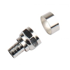 Штекер LAZSO APFC12-RG6U(100) F-штекер на кабель RG6U. Крепление к кабелю - под обжим. Упаковка 100шт. Диапазон частот 0-1 ГГц. Материал корпуса -лату