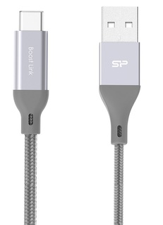 Кабель интерфейсный Silicon Power SP1M0ASYLK30AC1G Type-C-USB для зарядки и синхронизации 1м, нейлон, gray