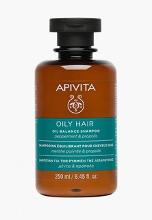 Шампунь Apivita балансирующий для жирных волос с Мятой Перечной и Прополисом, 250 мл