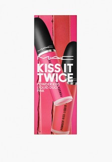 Набор жидких помад MAC KISS IT TWICE Powder Kiss Liquid Duo: PINK, с матовым финишем, увлажнение 10Ч, тон billion $ smile + тон a little tamed, 2 шт. х 5 мл