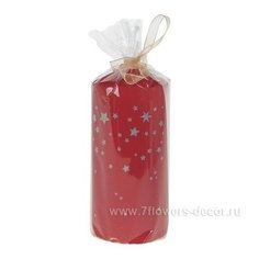 Свеча Bartek Зимние звезды, колонна, красная, 60 х 130 х 12 мм