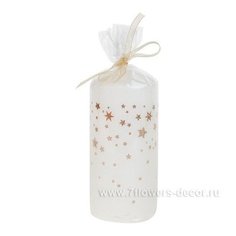 Свеча Bartek Зимние звезды, колонна, белая, 60 х 130 х 12 мм
