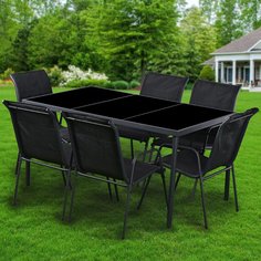 Мебель садовая кофейная, стол, 150х90х72 см, 6 стульев, 120 кг, YTCT042