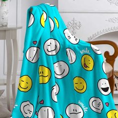 Плед детский 150х200 см, 100% полиэстер, Павлинка, Смайлики, бирюза, P0084010322