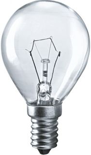 Лампа накаливания Navigator NI-C-60-230-E14-CL (уп/10шт), 60Вт, 230В, E14, 45х75мм, шар, прозрачная (94316)
