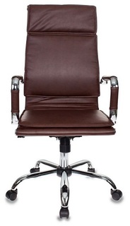 Кресло офисное Бюрократ CH-993 коричневое, искусственная кожа, крестовина хром
