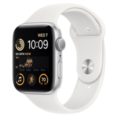 Часы Apple Watch SE (2022) GPS 44mm Silver Aluminum Case with White Sport Band - M/L