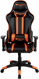 Кресло игровое Canyon Fobos GC-3 до 150 кг, газлифт 4 класса, регулируемые подлокотники, наклон спинки 90-165°, черно-оранжевое