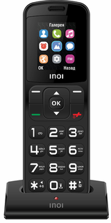 Мобильный телефон INOI 104 4660042757407(4660042759142) black 1.8" 600mAh с док-станцией, замена DECT