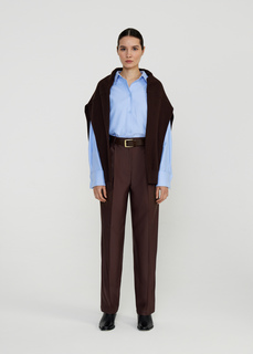 Брюки прямого кроя с накладными карманами NICEONE [Шоколадный, S]