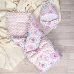 Конверты на выписку СуперМаМкет Конверт-одеяло Маффины с бантом и шапочкой (демисезон)