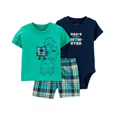 Комплекты детской одежды Carters Комплект для мальчика (футболка, боди, шорты) 1H350710
