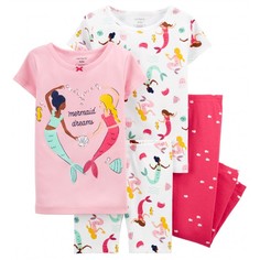 Домашняя одежда Carters Пижама для девочки с русалками (2 футболки, шорты, брюки)