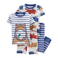 Домашняя одежда Carters Пижама для мальчика с бегемотами (4 предмета)