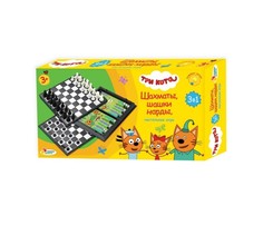 Настольные игры Играем вместе Шахматы магнитные Три кота 3в1 G049-H37025-R3