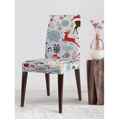Аксессуары для мебели JoyArty Декоративный велюровый чехол на стул со спинкой Новогодние олени