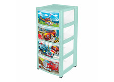 Ящики для игрушек Пластишка Комод детский на колесах с выдвижными ящиками и аппликацией 4 ящика