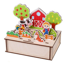 Деревянные игрушки Деревянная игрушка Mapacha Головоломка-панорама Веселая ферма