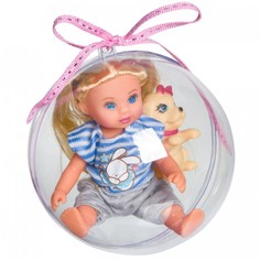 Куклы и одежда для кукол Bondibon Набор игровой куколка Oly 13 см с собачкой в прозрачном шаре ВВ3883