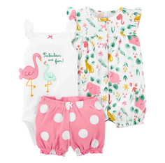 Комплекты детской одежды Carters Комплект для девочки (боди, шорты, полукомбинезон) 1K490110