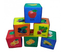 Развивающие игрушки Развивающая игрушка Учитель Набор кубиков Фрукты овощи и ягоды по-английски 6 шт.