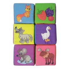 Развивающие игрушки Развивающая игрушка Учитель Набор кубиков Животные и их питание 6 шт.