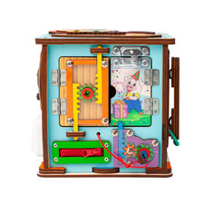 Деревянные игрушки Деревянная игрушка Iwoodplay Бизиборд Бизикуб со светом Праздник 24x24x21 см